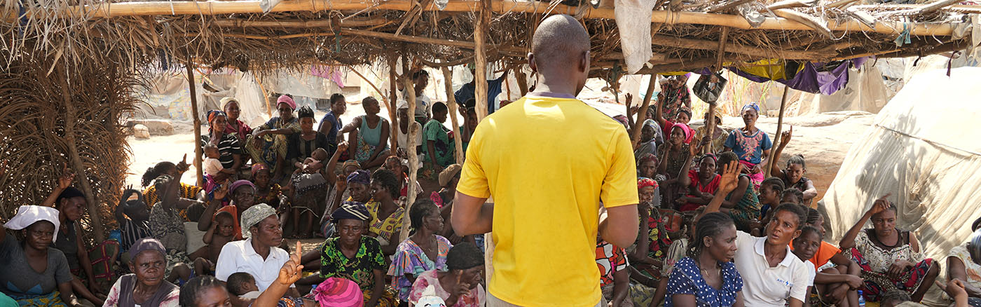 Pastor Barnabas preaches at an IDP camp in Nigeria